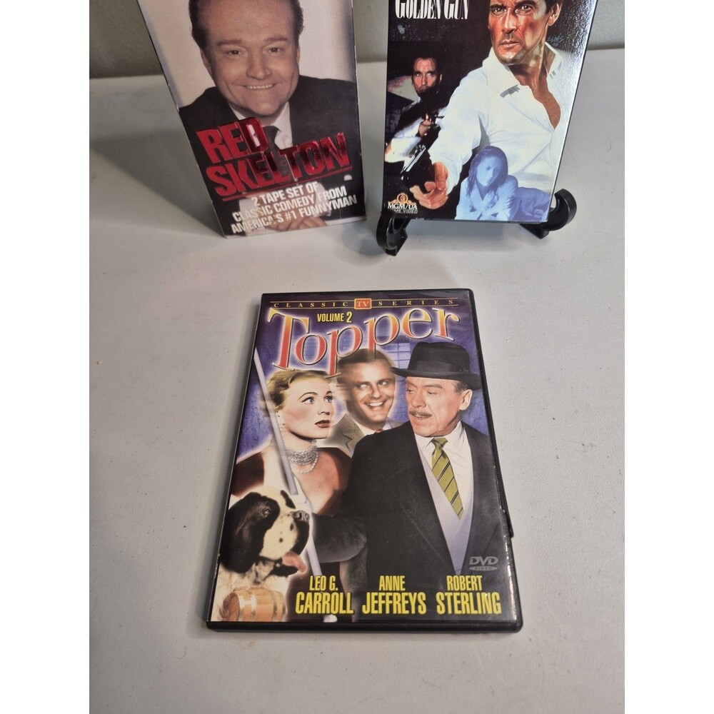 VHS & DVD Lot 007 Man With Golden Gun Red Skelton 2 Tape + Topper Vol 2